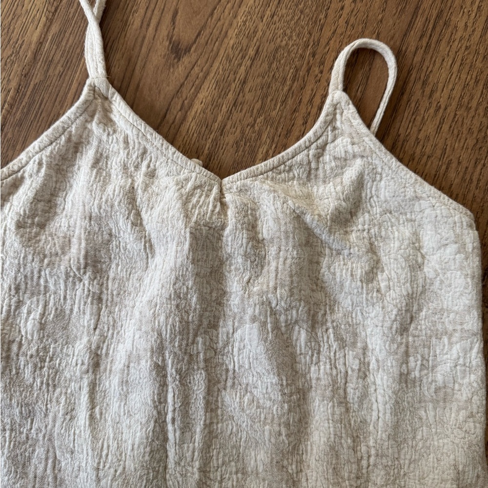 Calypso St. Barth Beige Cotton Linen Blend Textured Midi Dress Sz M
